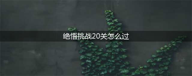 《王者荣耀》绝悟挑战20关怎么过 绝悟挑战20关通关技巧攻略(绝悟挑战20关怎么过)